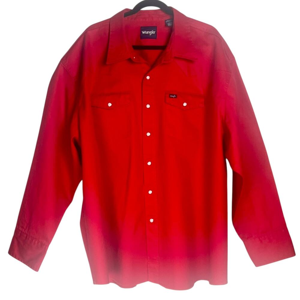 Wrangler Men’s 4X Pearl Snap Western Work Shirt Cotton Long Sleeve Cowboy Rodeo